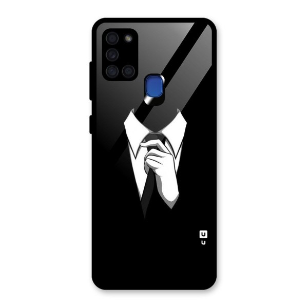 Faceless Gentleman Glass Back Case for Galaxy A21s