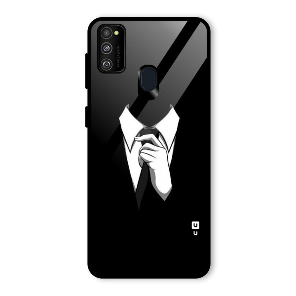 Faceless Gentleman Glass Back Case for Galaxy M21