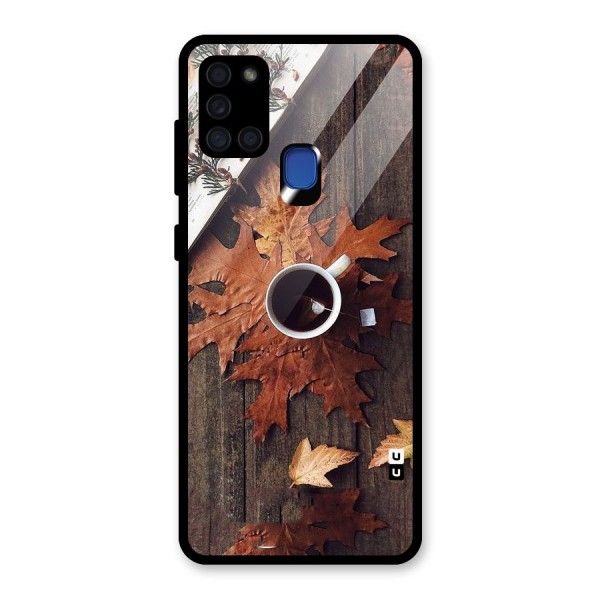 Fall Leaf Coffee Glass Back Case for Galaxy A21s