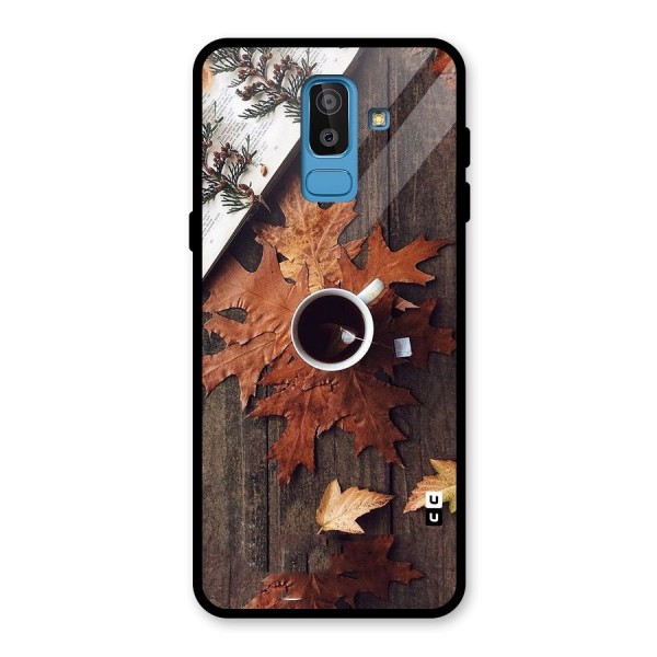 Fall Leaf Coffee Glass Back Case for Galaxy J8