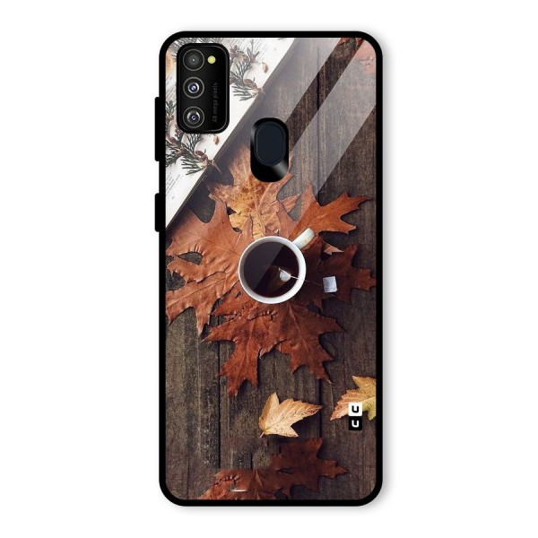 Fall Leaf Coffee Glass Back Case for Galaxy M21