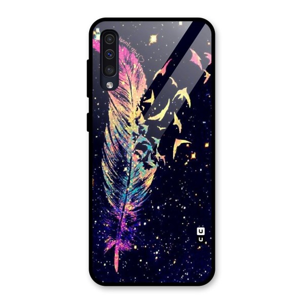Feather Bird Fly Glass Back Case for Galaxy A50