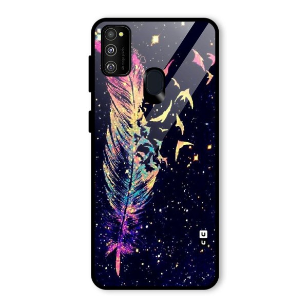 Feather Bird Fly Glass Back Case for Galaxy M21