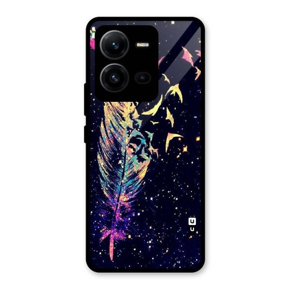 Feather Bird Fly Glass Back Case for Vivo V25