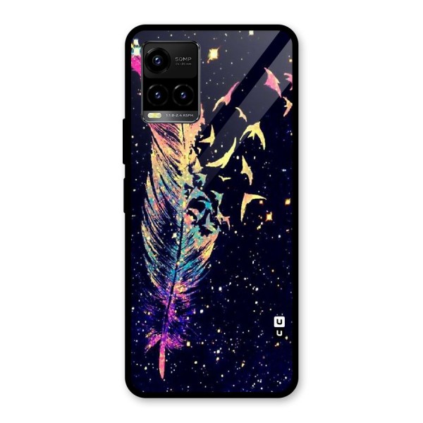 Feather Bird Fly Glass Back Case for Vivo Y21G