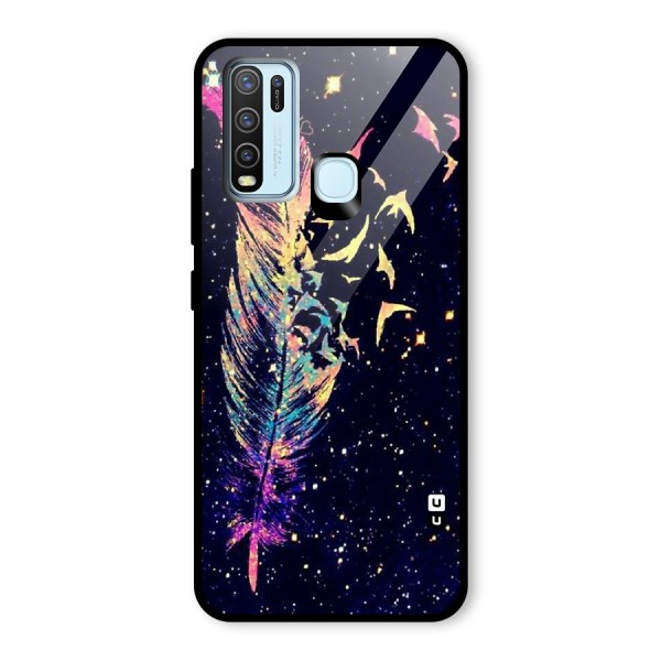 Feather Bird Fly Glass Back Case for Vivo Y30