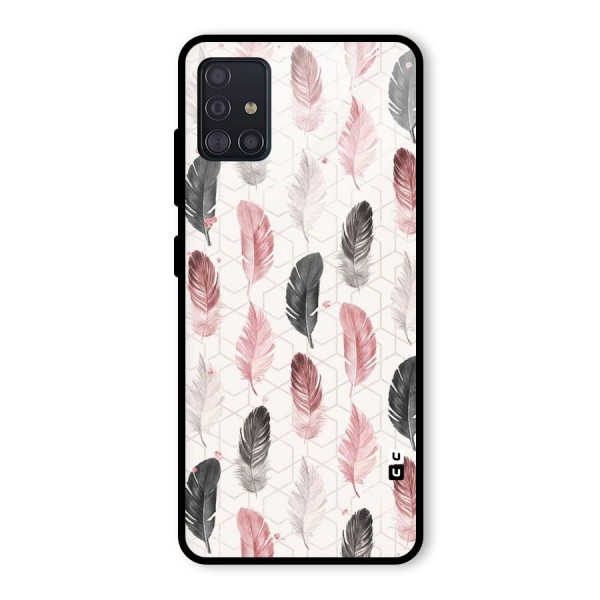 Feather Line Pattern Glass Back Case for Galaxy A51