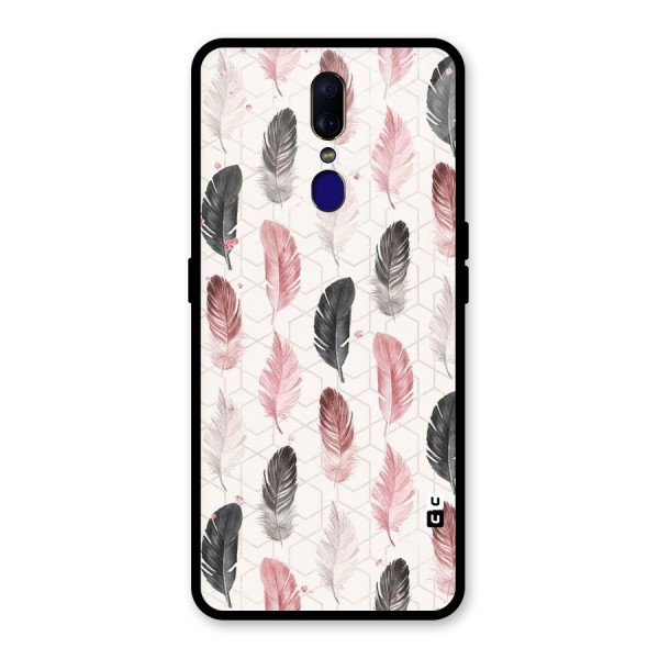 Feather Line Pattern Glass Back Case for Oppo F11