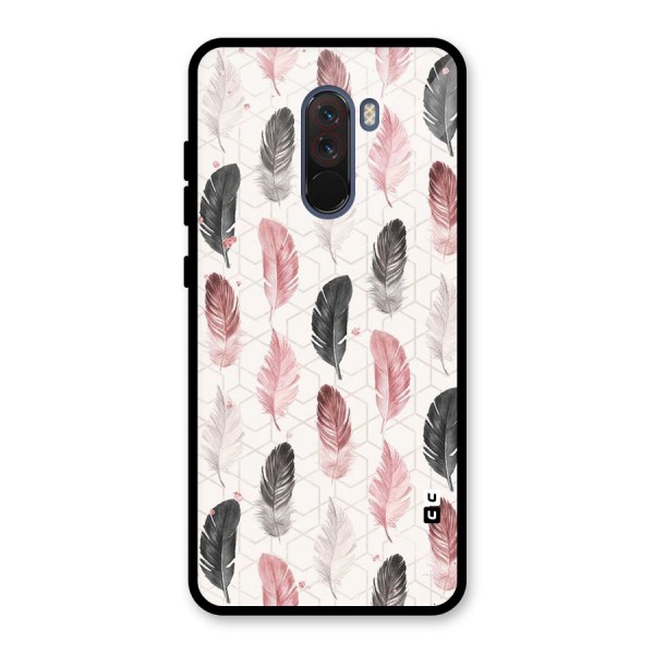 Feather Line Pattern Glass Back Case for Poco F1