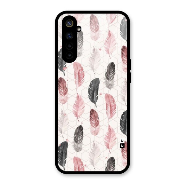 Feather Line Pattern Glass Back Case for Realme 6