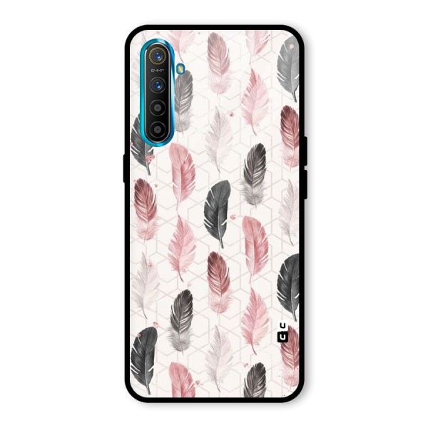 Feather Line Pattern Glass Back Case for Realme XT