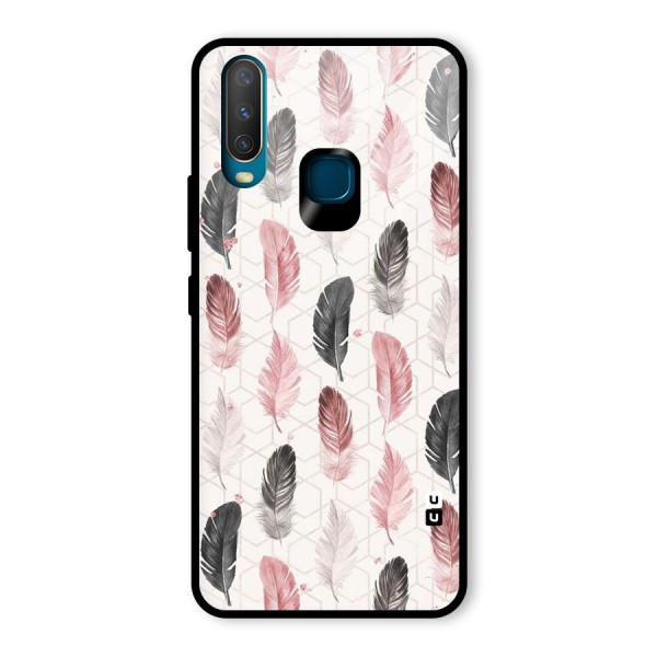 Feather Line Pattern Glass Back Case for Vivo Y12