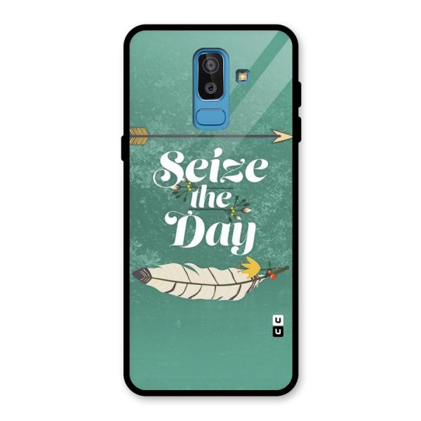 Feather Seize Glass Back Case for Galaxy J8