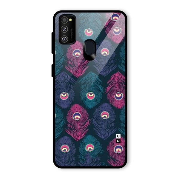 Feathers Patterns Glass Back Case for Galaxy M21