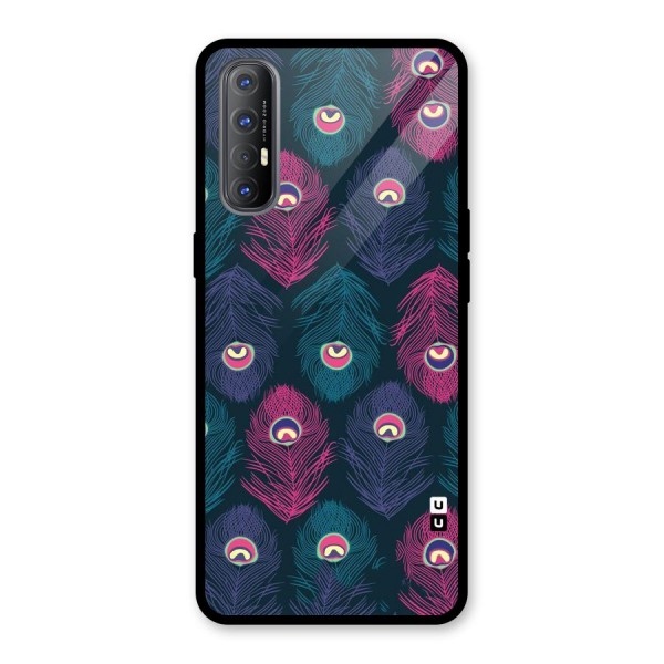 Feathers Patterns Glass Back Case for Oppo Reno3 Pro