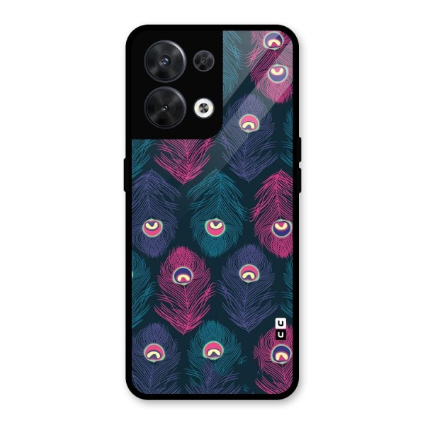 Feathers Patterns Glass Back Case for Oppo Reno8 5G