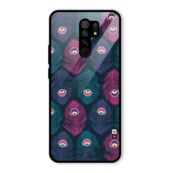 Feathers Patterns Glass Back Case for Redmi 9 Prime