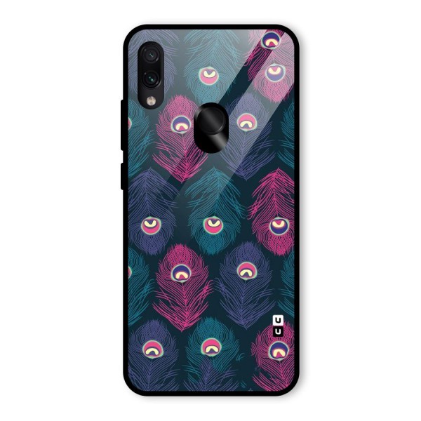 Feathers Patterns Glass Back Case for Redmi Note 7