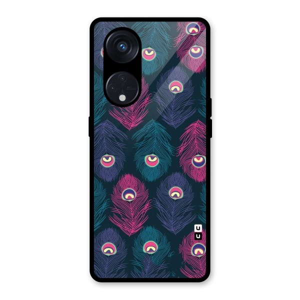 Feathers Patterns Glass Back Case for Reno8 T 5G