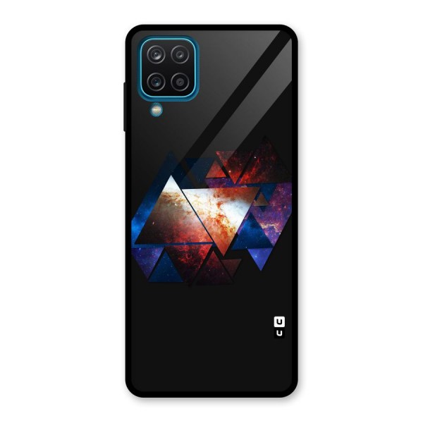 Fire Galaxy Triangles Glass Back Case for Galaxy A12