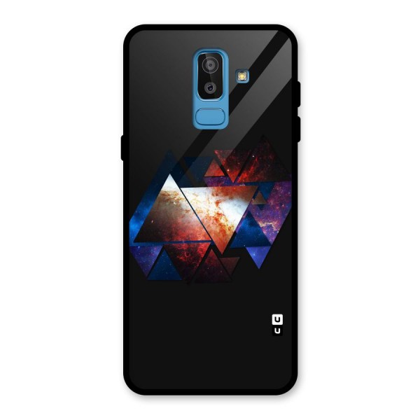 Fire Galaxy Triangles Glass Back Case for Galaxy J8