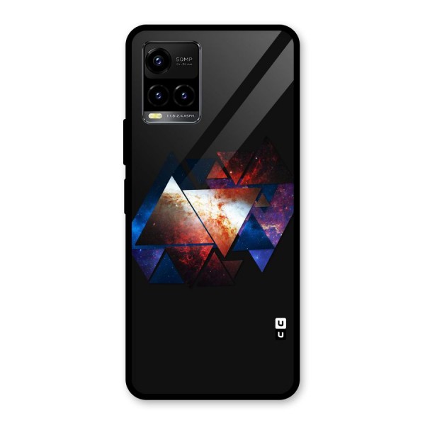 Fire Galaxy Triangles Glass Back Case for Vivo Y33s