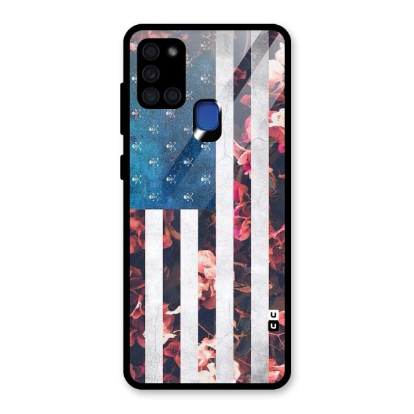 Flag Stripes Glass Back Case for Galaxy A21s