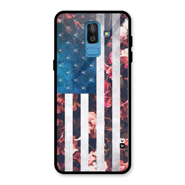 Flag Stripes Glass Back Case for Galaxy J8