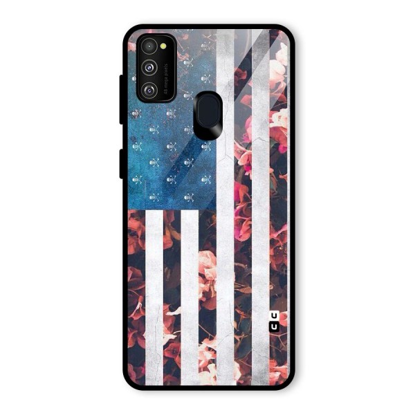 Flag Stripes Glass Back Case for Galaxy M21