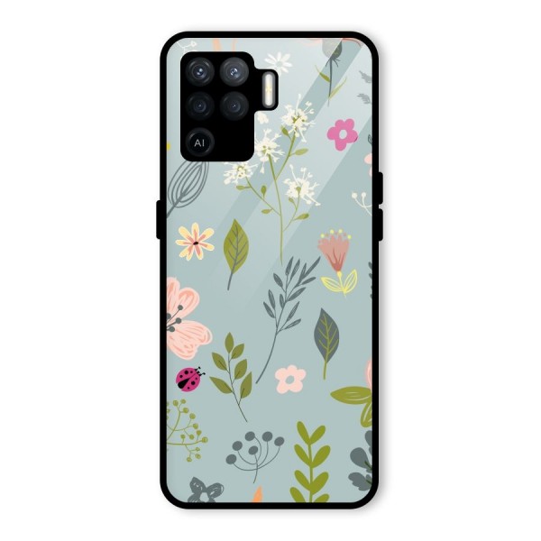 Flawless Flowers Glass Back Case for Oppo F19 Pro