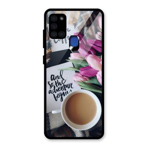 Floral Adventure Glass Back Case for Galaxy A21s