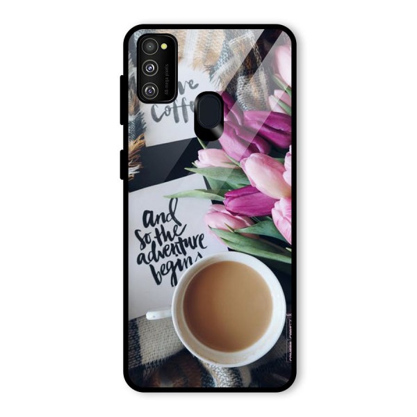 Floral Adventure Glass Back Case for Galaxy M21