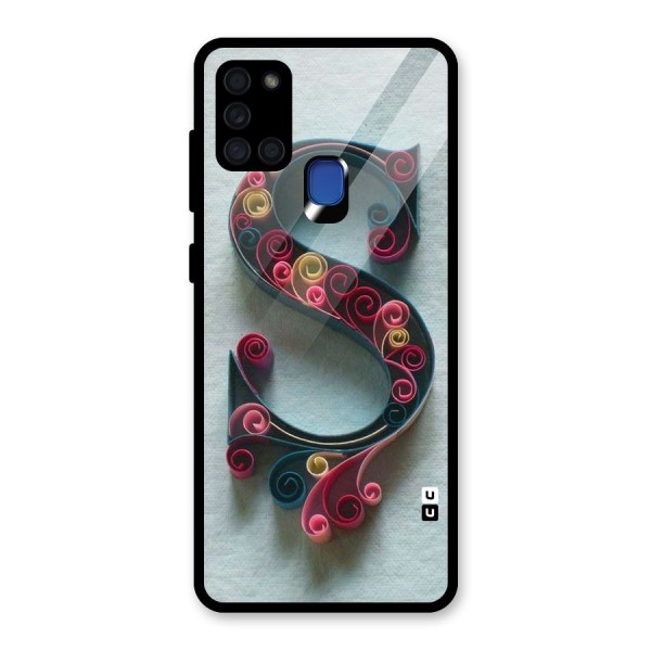 Floral Alphabet Glass Back Case for Galaxy A21s