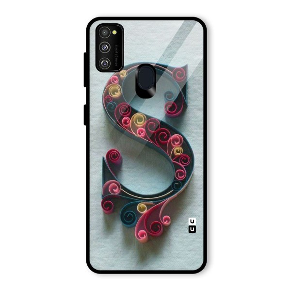 Floral Alphabet Glass Back Case for Galaxy M21