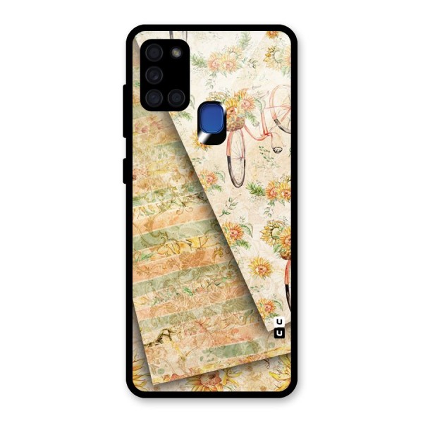 Floral Bicycle Glass Back Case for Galaxy A21s