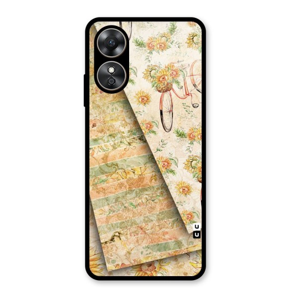 Floral Bicycle Glass Back Case for Oppo A17