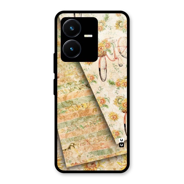 Floral Bicycle Glass Back Case for Vivo Y22