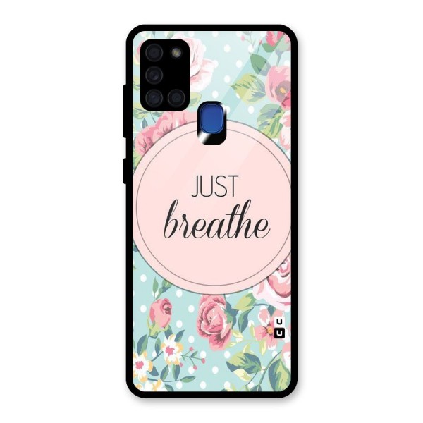 Floral Bloom Glass Back Case for Galaxy A21s