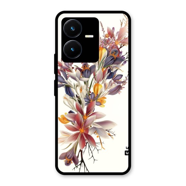 Floral Bouquet Glass Back Case for Vivo Y22