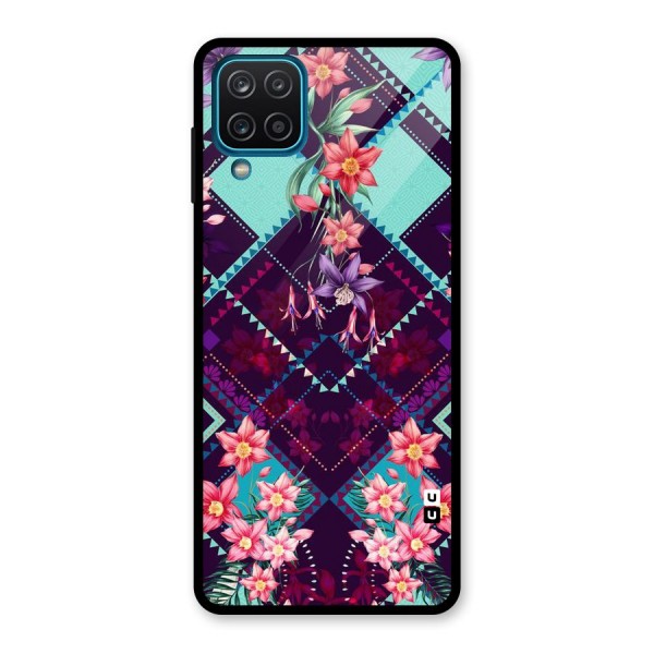 Floral Diamonds Glass Back Case for Galaxy A12