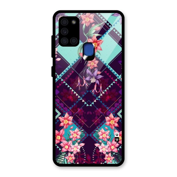 Floral Diamonds Glass Back Case for Galaxy A21s