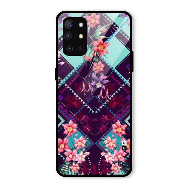 Floral Diamonds Glass Back Case for OnePlus 9R