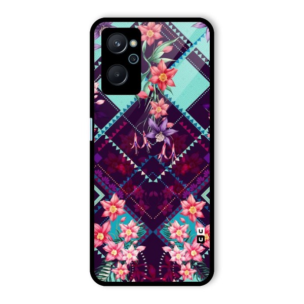 Floral Diamonds Glass Back Case for Realme 9i