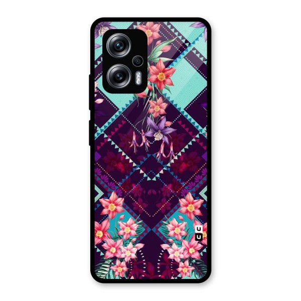 Floral Diamonds Glass Back Case for Redmi K50i