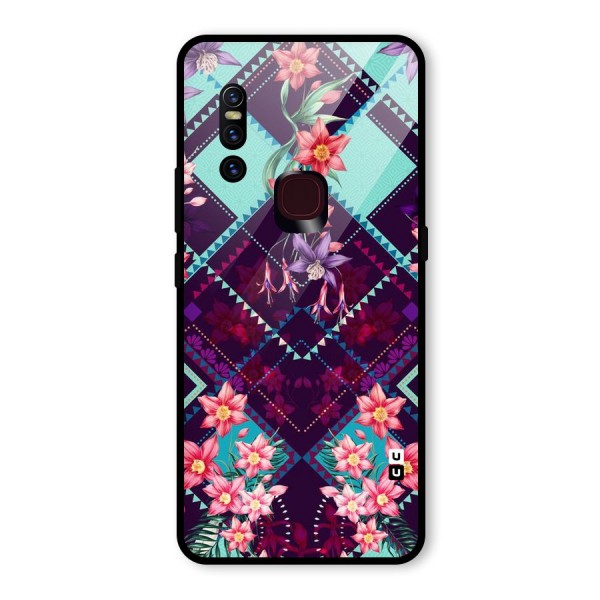 Floral Diamonds Glass Back Case for Vivo V15