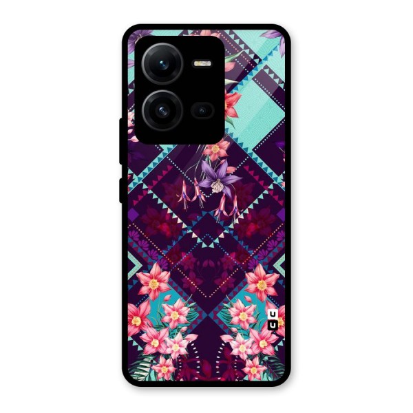 Floral Diamonds Glass Back Case for Vivo V25