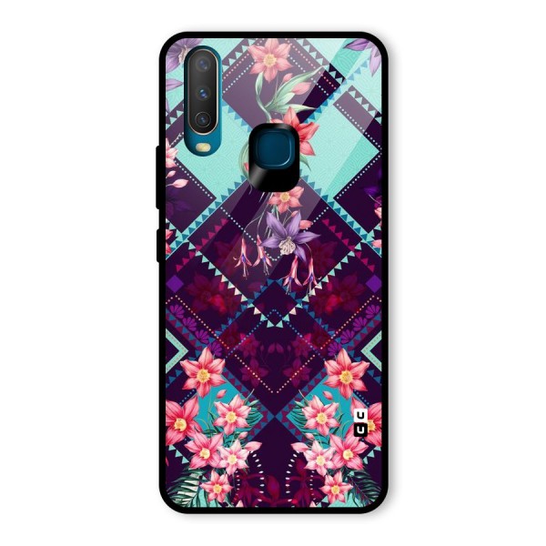 Floral Diamonds Glass Back Case for Vivo Y12