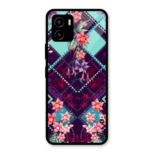 Floral Diamonds Glass Back Case for Vivo Y15s