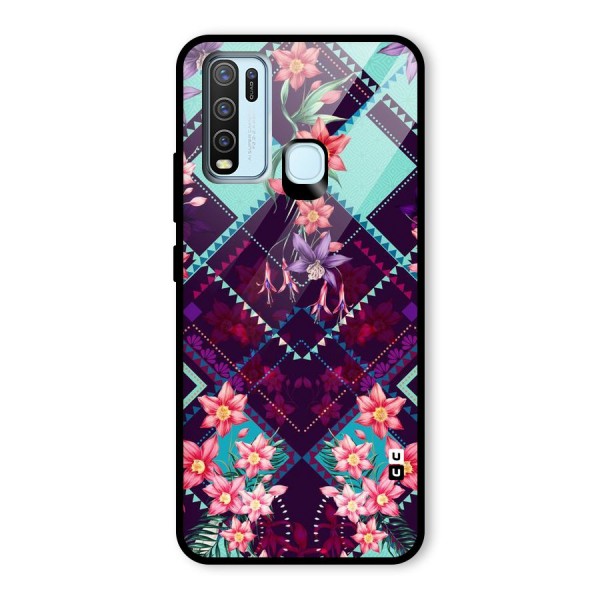 Floral Diamonds Glass Back Case for Vivo Y30