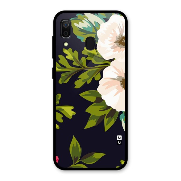 Floral Leaves Glass Back Case for Galaxy A30